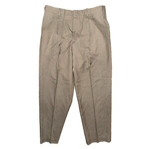 L.L. Bean Mens 37x33 Comfort Waist Tan Dress Pants 100% Wool Slacks